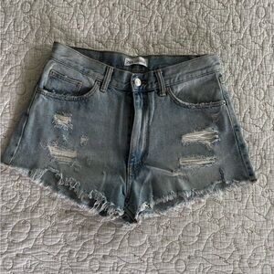 Zara Distressed Denim Shorts - Light Blue